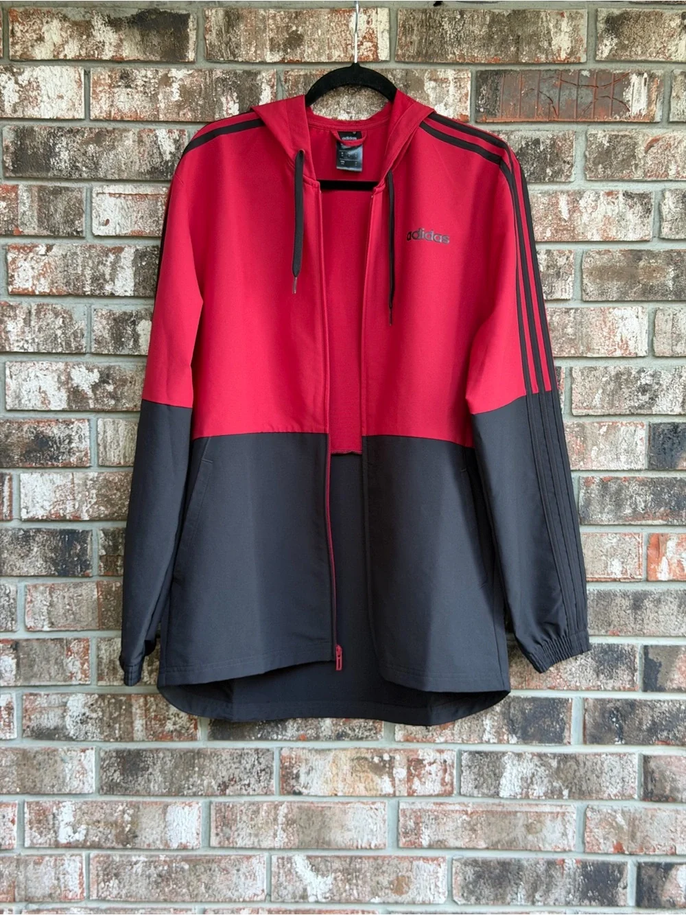 adidas Zip-Up Hooded Jacket- Maroon(Burgundy)& Black